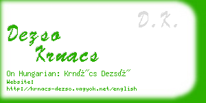 dezso krnacs business card